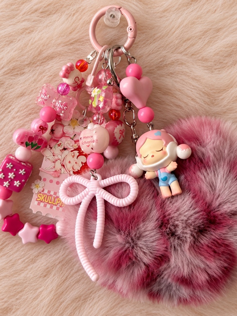 Pop mart skullpanda Pop Bean Pink Bag Charm Wristlet